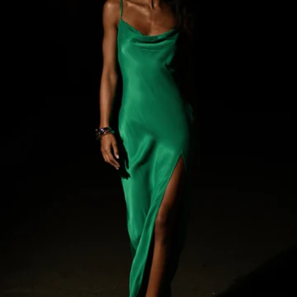 Meshki Dresses & Skirts - Meshki Jade Cowl, Open Back Dress in Green, Size M